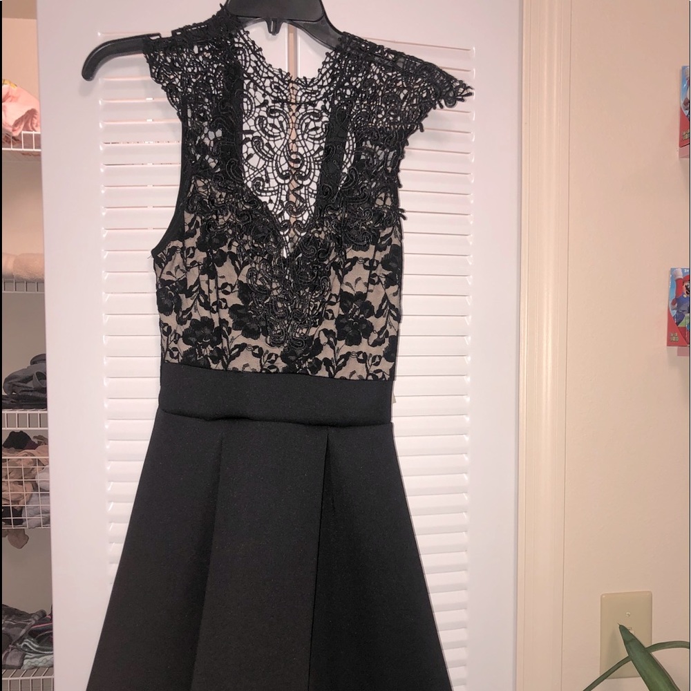 Black Crochet Darling Skater Dress